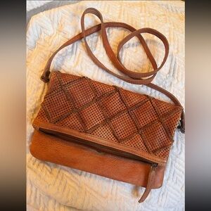 Anthropologie Leather Folded Crossbody Bag